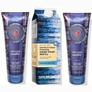Bath & Body Works Sweater Weather Body Cream & Hand Soap Refill Set 3pc NEW